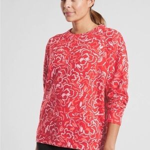 Athleta balance sweatshirt in Abstract Floral Matador Red - size medium